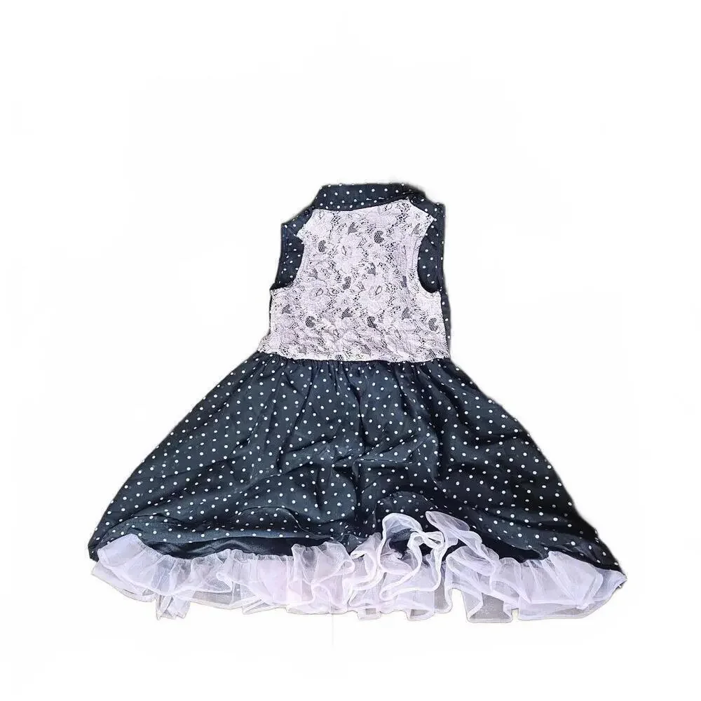 Girls' Polka Dot Dress with Lace Detail Size 5